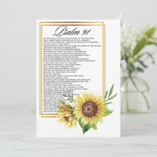Psalm 91 Watercolor Sunflower Frame Scriptures Holiday Card