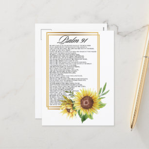 Psalm 91 Watercolor Sunflower Frame Scriptures Holiday Postcard