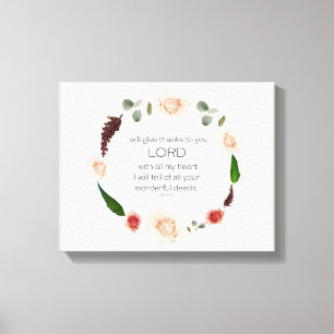 Psalm 9:1, Bible Verse Canvas Print