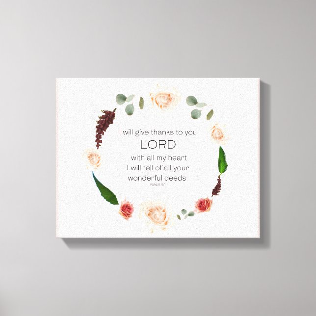 Psalm 9:1, Bible Verse Canvas Print (Front)