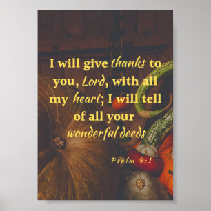Psalm 9:1 Thanks to the Lord poster