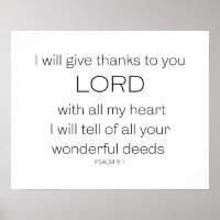 Psalm 9,  I will give thanks to you LORD,