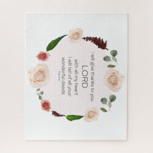Psalm 9, Will tell All Your Wonderful Deeds Floral Jigsaw Puzzle