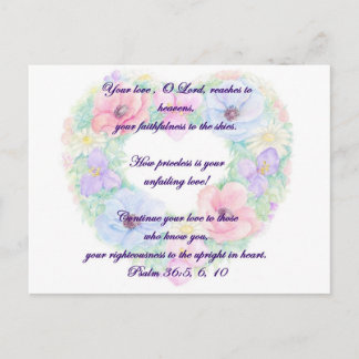 Psalm and flower reath postcard