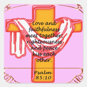 Psalm cross design square sticker