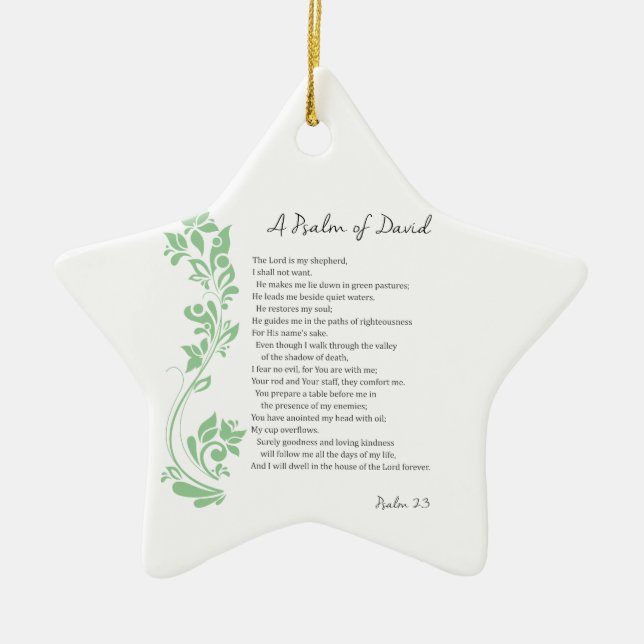 Psalm of David The Lord is my Shepherd Bible Verse Ceramic Ornament (Front)