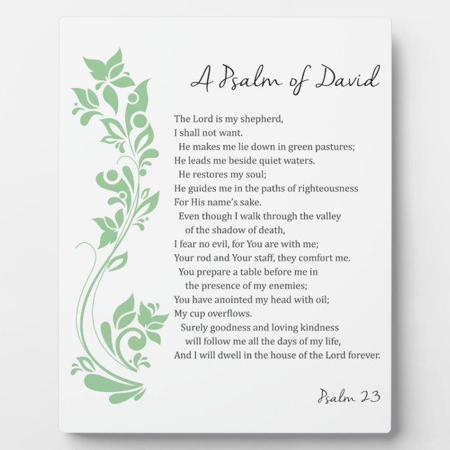 Psalm of David The Lord is my Shepherd Bible Verse Plaque (Front)