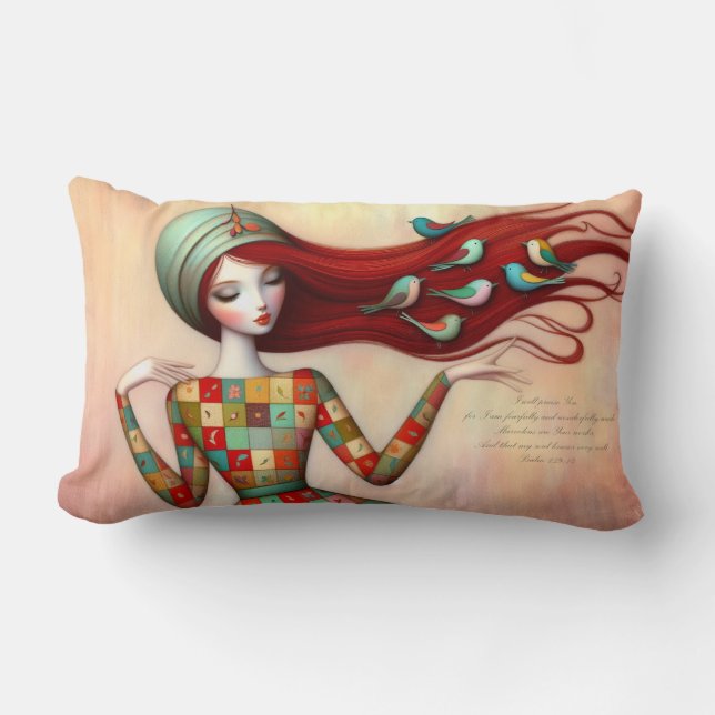 Psalm Scriptures Whimsical Girl Lumbar Cushion (Front)