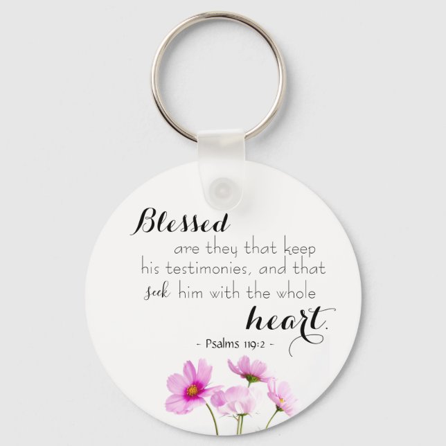 Psalms 119:2 Scripture Christian Keychain Gift (Front)