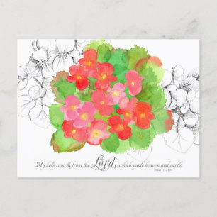 Psalms 121 Prayer Card Orange Begonia Flowers 