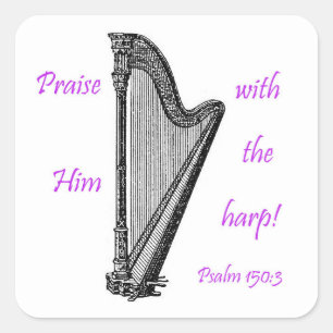 Psalms 150 & Harp Square Sticker