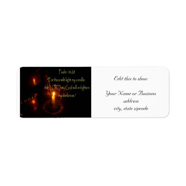 Psalms 18:28 over Lit candle and copper teapots (Front)