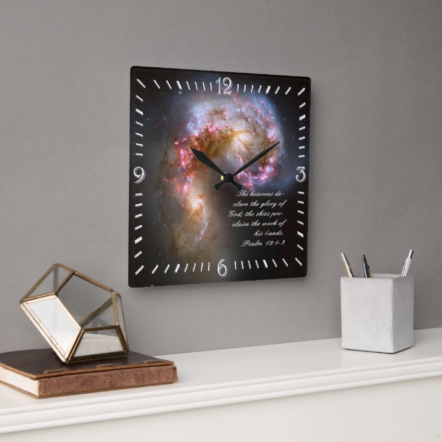 Psalms 19 Inspirational Square Wall Clock (Office)