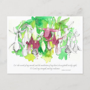 Psalms 19 Scripture Prayer Card Fuchsia Flowers