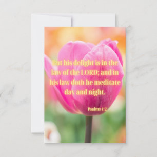 Psalms 1:2 KJV Bible Verse Pic Flat Greeting Card