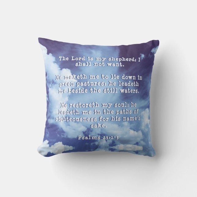 Psalms 23:1-3 The Lord is My Shepherd Cloud pillow (Front)