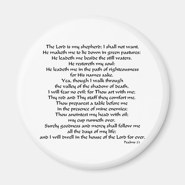 Psalms 23 magnet (Front)