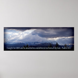 Psalms 34:4 panorama dark vignette poster