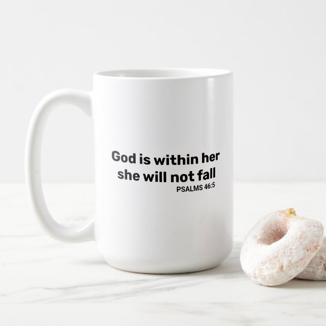 Psalms 46:5 God is within her bible verse Coffee Mug (With Donut)