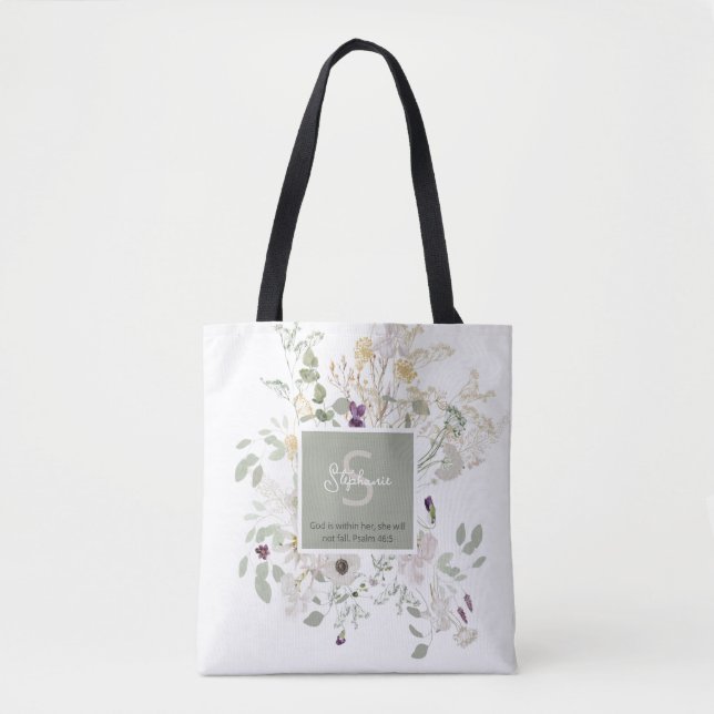 Psalms 46:5 God is Within Her Wildflower  Tote Bag (Front)