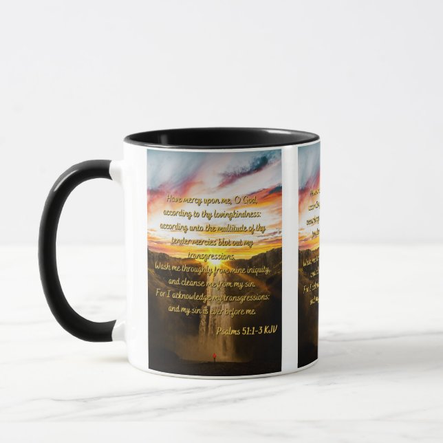 Psalms 51:1-3 Bible Verse Scripture Two-Tone Mug (Left)