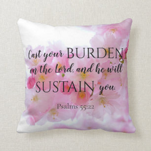 Psalms 55:22 Bible Verse Throw Pillows
