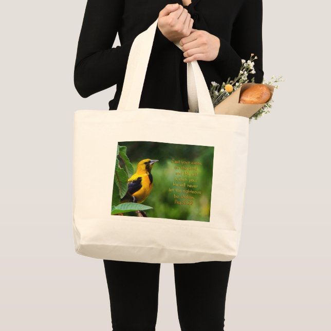 Psalms 55:22 Inspirational Large Tote Bag (Front (Product))