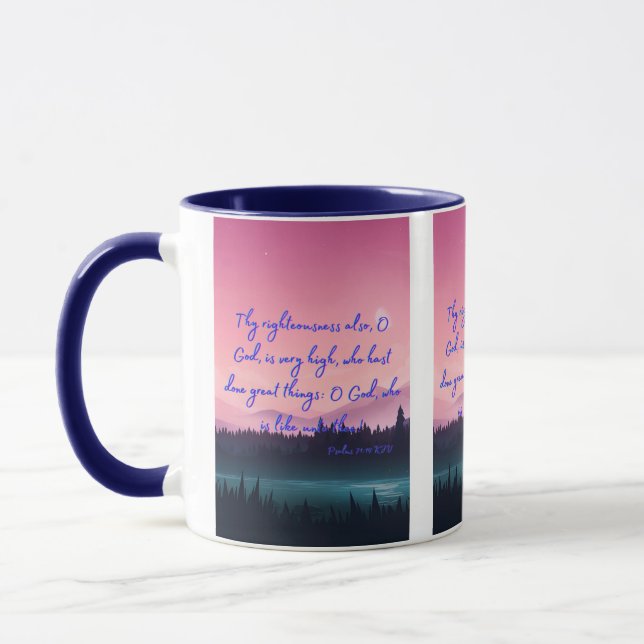 Psalms 71:19 KJV Bible Verse Pic Two-Tone Mug (Left)