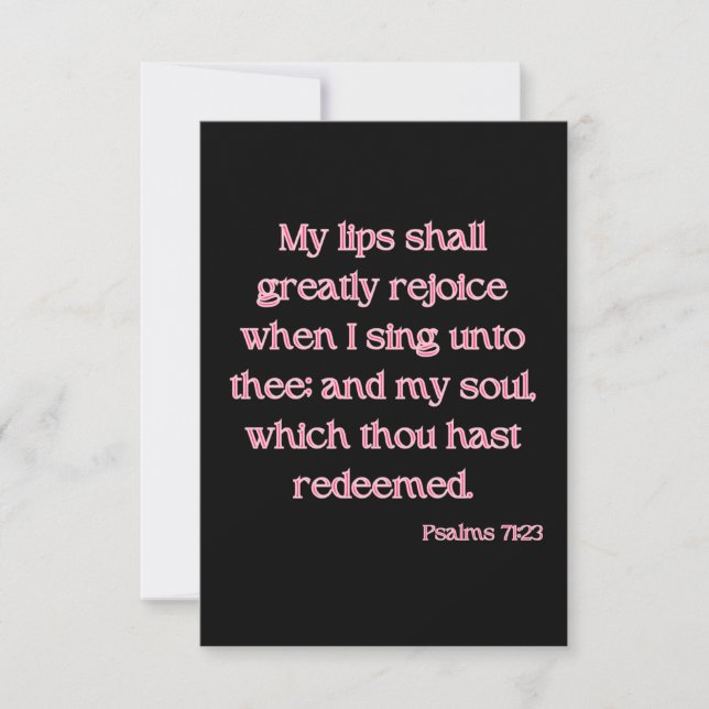 Psalms 71:23 KJV Bible Verse Flat Greeting Card (Front)