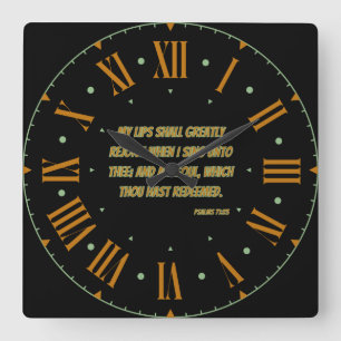 Psalms 71:23 KJV Bible Verse II Roman Numeral Squa Square Wall Clock