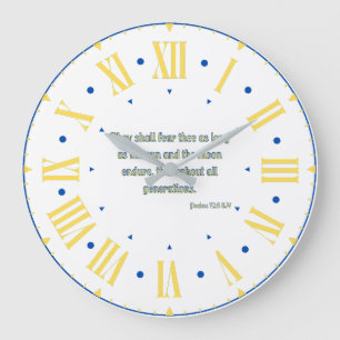 Psalms 72:5 KJV Bible Verse Roman Numeral Large Clock