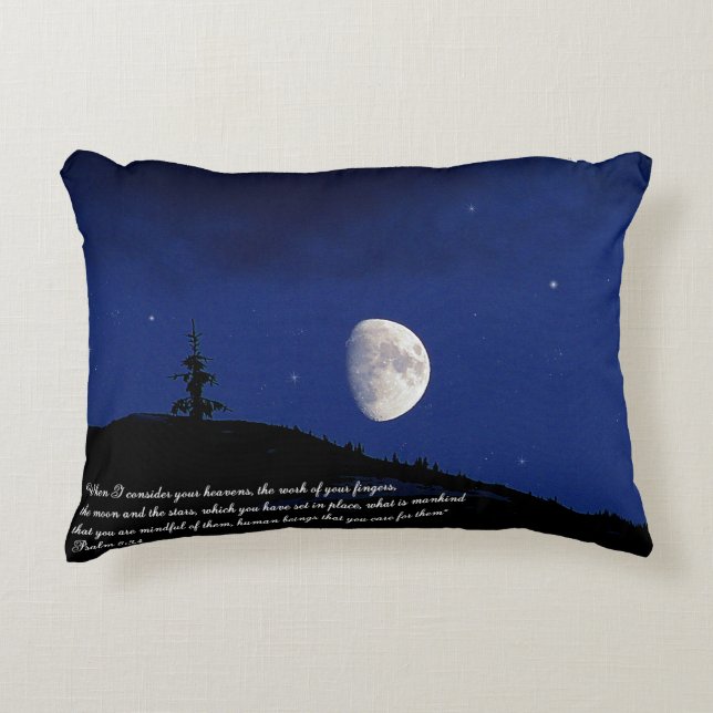Psalms 8:3,4 Scripture Inspirational Accent Pillow (Front)