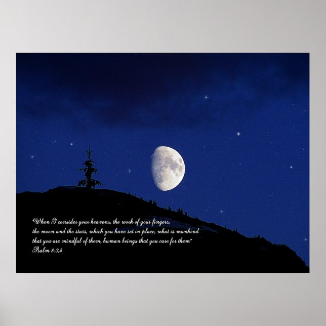 Psalms 8:3,4 Scripture Inspirational Poster (Front)