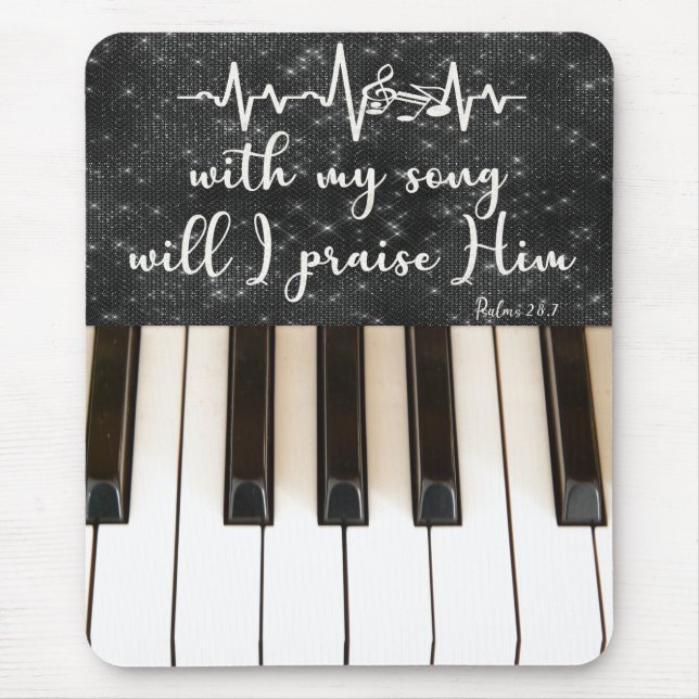 Psalms Bible Verse with Piano Keys Mouse Pad (Front)