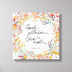 Psalms Floral Wreath God is within her Christian Canvas Print