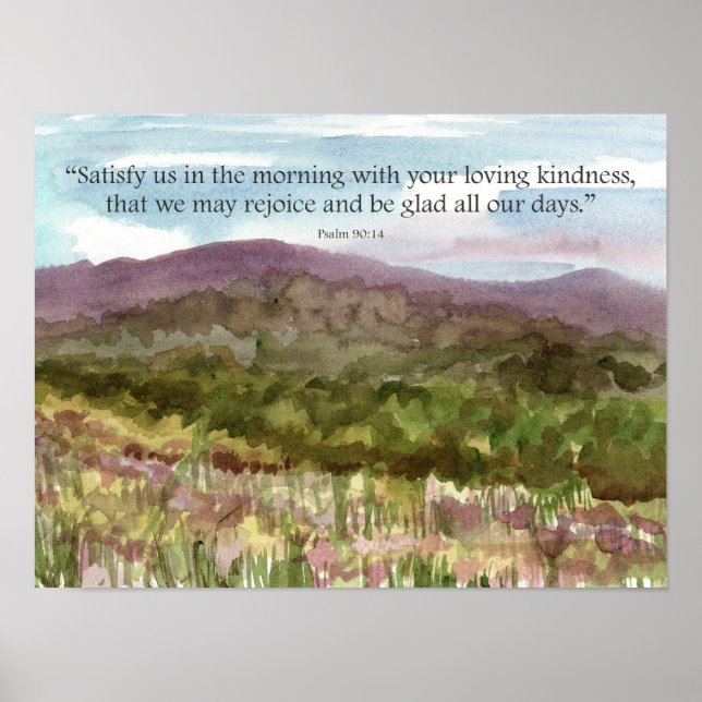 Psalms Scripture Desert Mountain Landscape Flowers Poster (Front)
