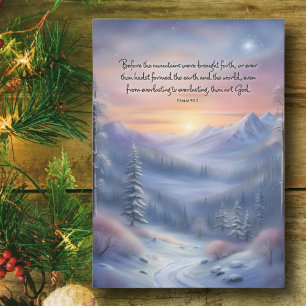 Psalms Verse Mountains Winter Landscape Painting  Holiday Card