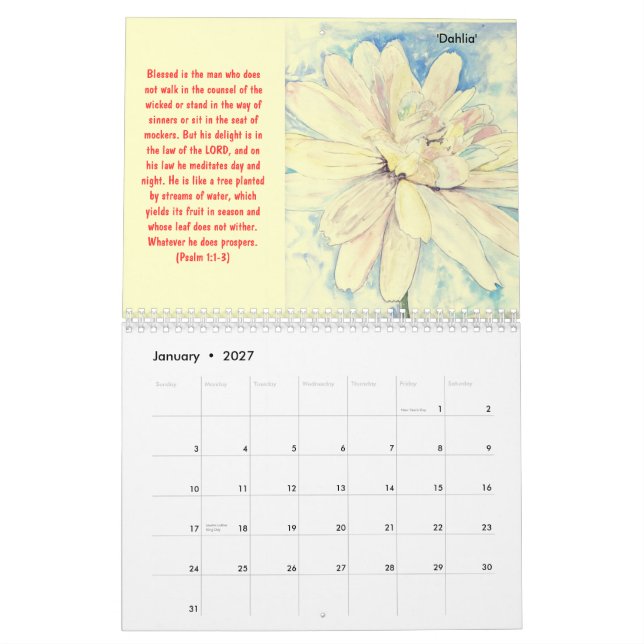 'Psalms & Watercolours' Calendar (Jan 2027)