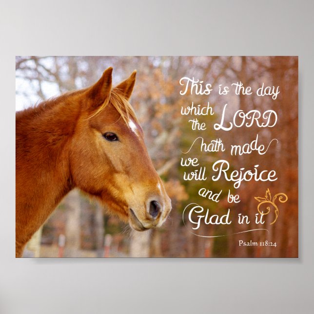 Psaume 118 Bible Verse Chestnut Horse Poster (Devant)