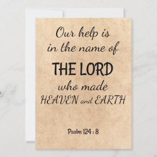 Psaume 124:8 sur une carte de voeux de style bible