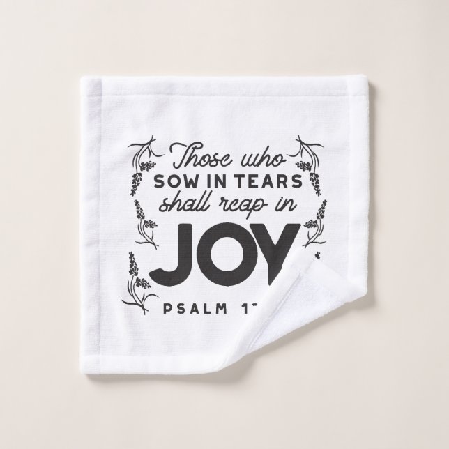 Psaume 126:5 Typographie des Écritures – Moissonne (Gant de toilette)