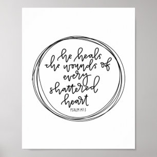Psaume 147:3 - Il guérit les blessures - Poster
