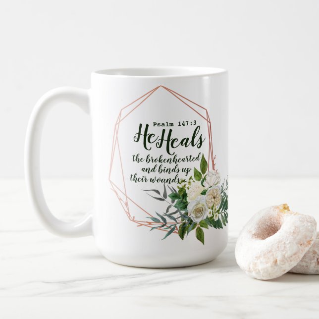 Psaume 147:3 Mug de café (Avec donut)