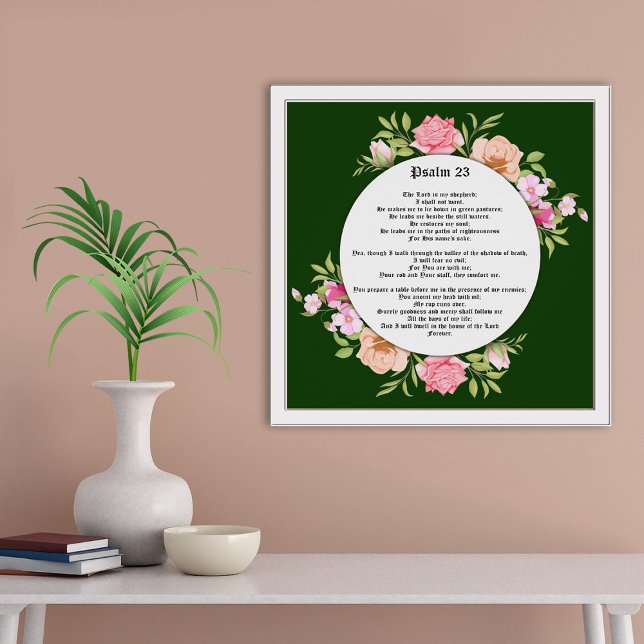Psaume 23 Bible Ecriture sur Green Gicleé Poster (Créateur téléchargé)