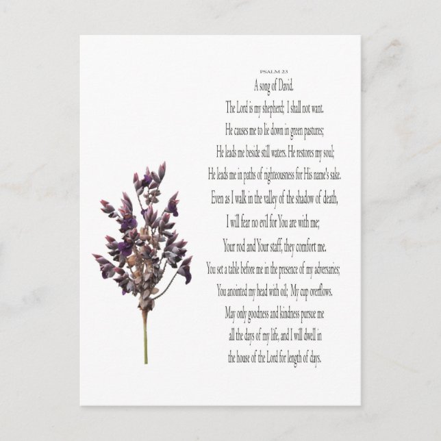 Psaume 23, Chanson de David, Carte postale florale (Devant)