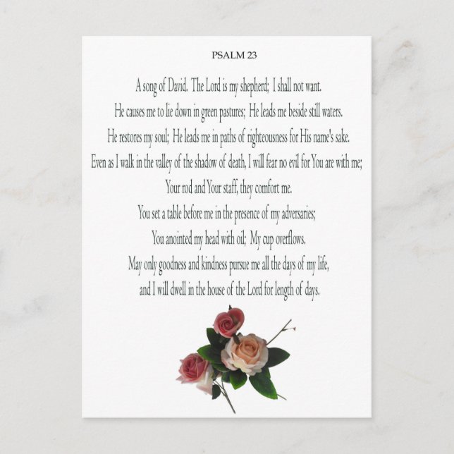 Psaume 23, Chanson de David, Carte postale florale (Devant)