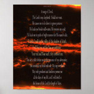 Psaume 23, Ciel Rouge Foncé, Affiche Papier (Mat)