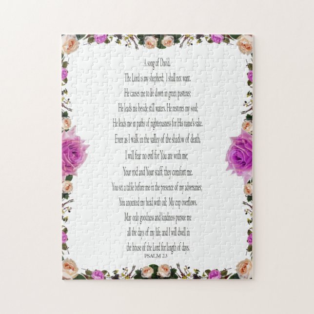 Psaume 23 Frontières florales pourpres, Puzzle (Vertical)