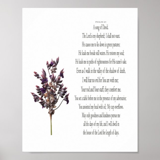 Psaume 23, Poster Botanique Jaune Violet (Matte) (Devant)