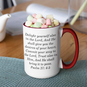 Psaume 37:4-5 Écriture Personnalisée Mug à café à 